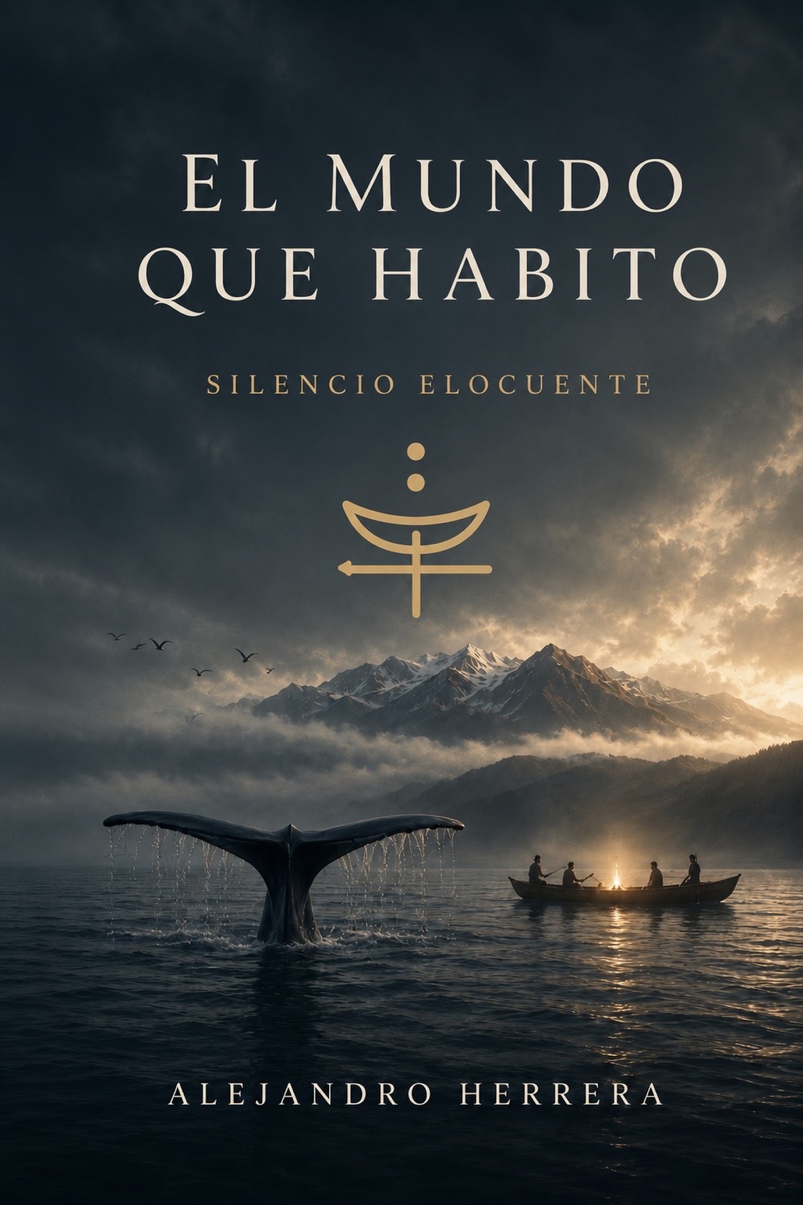Portada editorial de El Mundo Que Habito: Silencio elocuente, novela de Alejandro Herrera, con paisaje de la Patagonia austral.