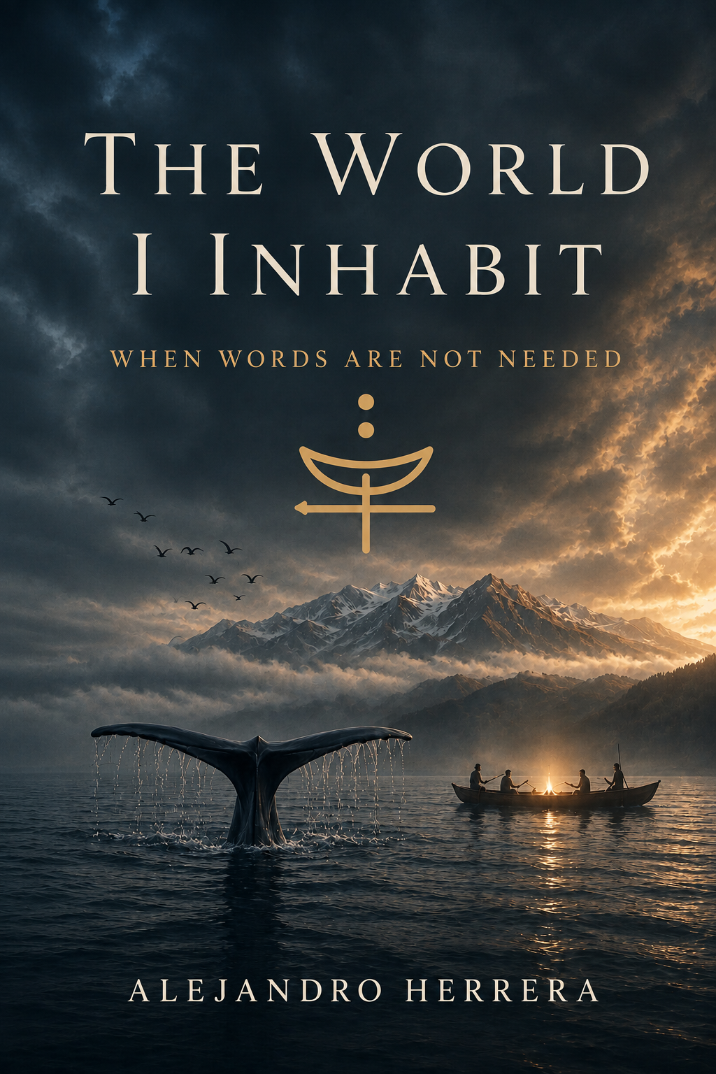 كتاب The World I Inhabit: الصمت البليغ، من تأليف Alejandro Herrera، معروض بثلاثة أبعاد على خلفية داكنة.